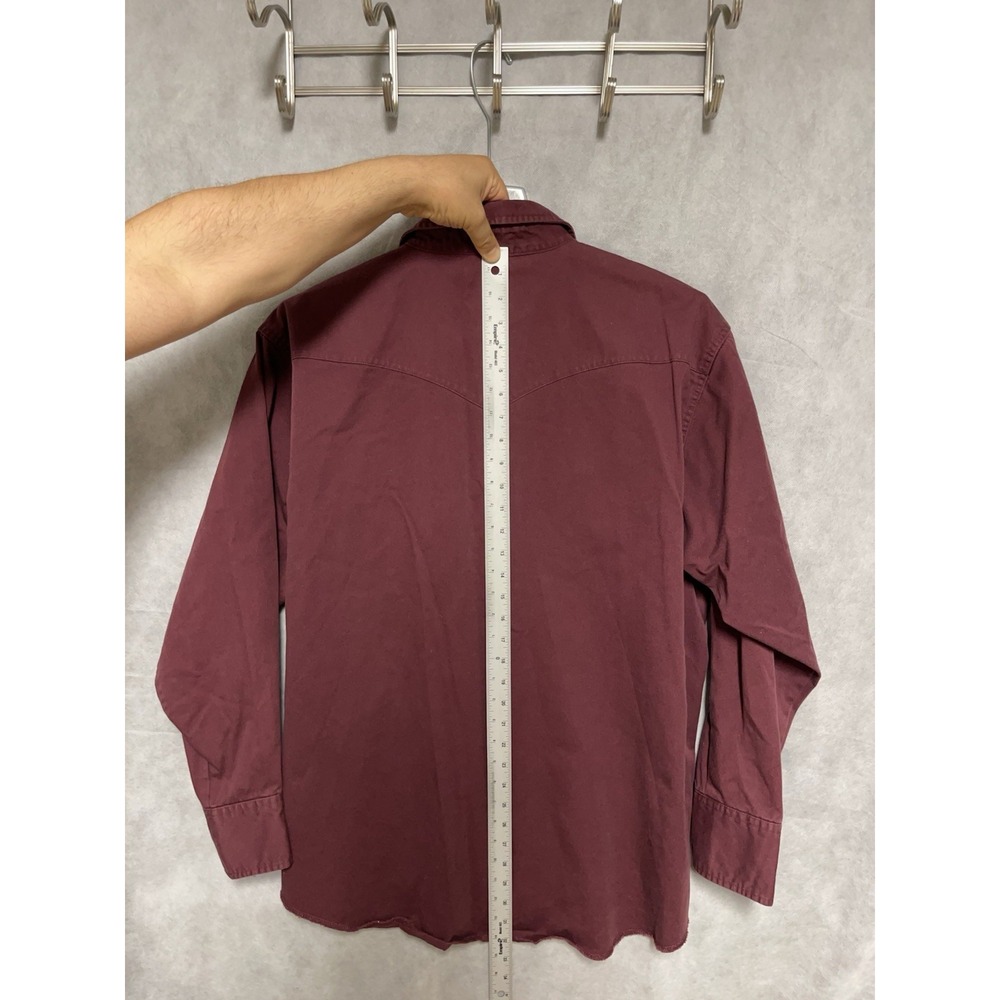 VTG Wrangler Shirt Men 2XL Burgundy Heavy Twill Button Up Cowboy Cut Work Casual - Picture 6 of 8